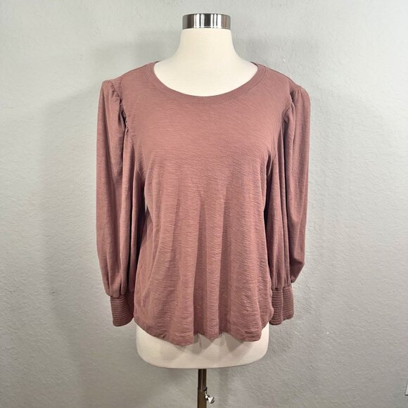 Nation LTD Lored Smocked Peasant Tee in Granite - Picture 2 of 11